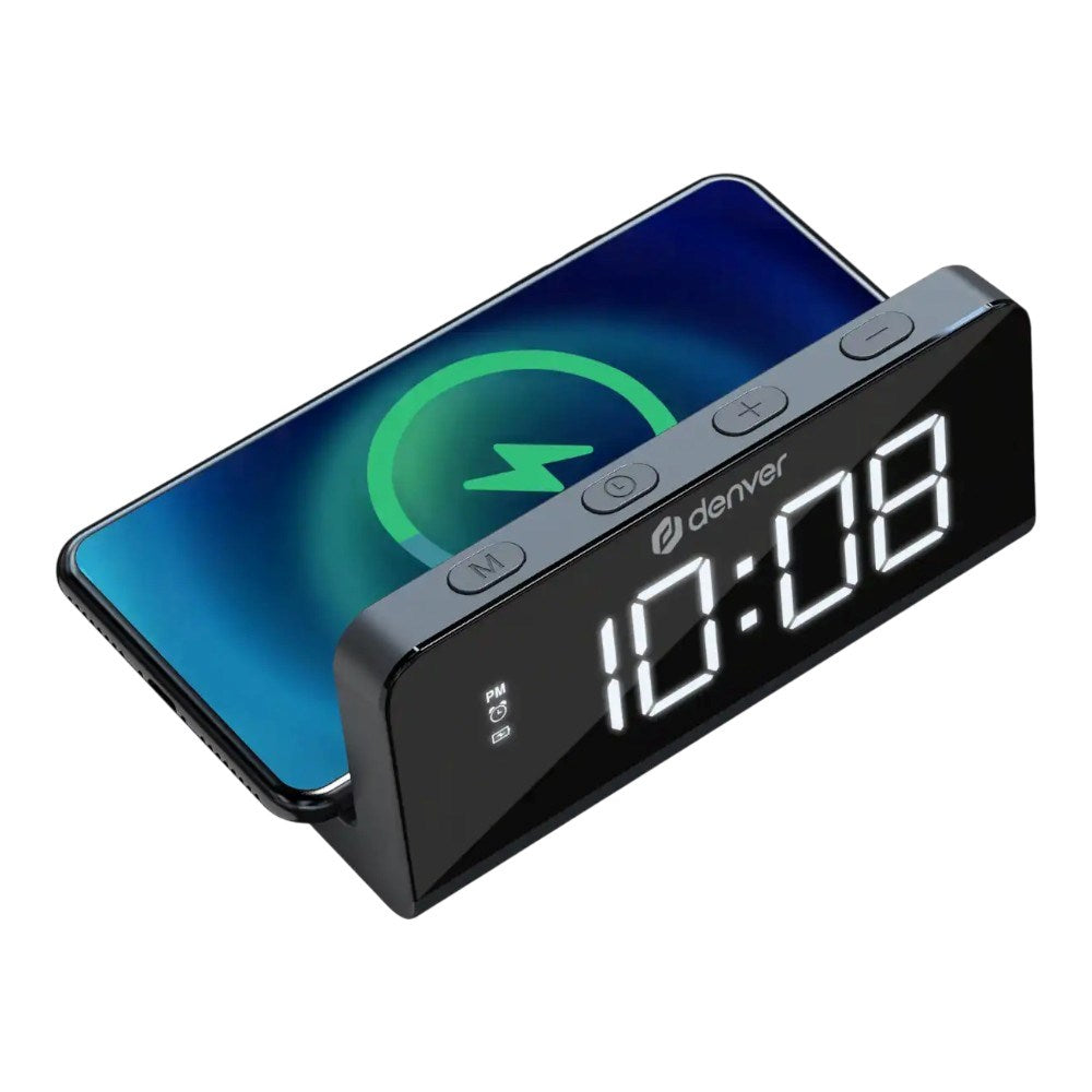 Denver ECQ-103MK2 Alarm Clock with Wireless Charger - Black