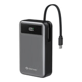 Denver PQCA-20650 65W PowerBank with USB-A / USB-C / Built-in USB-C Cable - 20.000 mAh - Grey