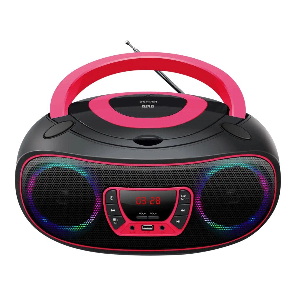 Denver TCL-212BTP Bluetooth Speaker with CD Player - Black / Pink