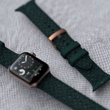 Apple Watch (42-45mm) Njord byELEMENTS Salmon Series Leather Strap - Earth/Green