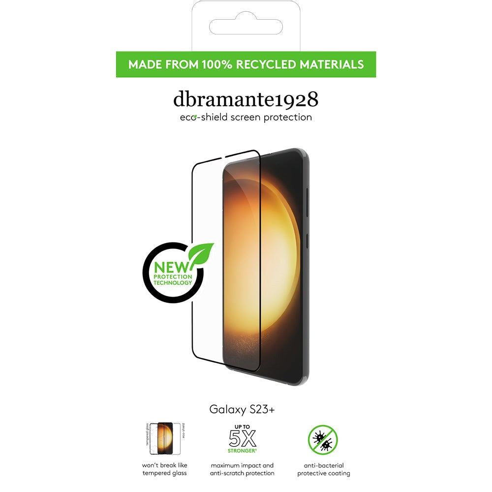 Samsung Galaxy S23+ (Plus) dbramante1928 Eco-Shield Screen Protector w. Installation Frame - Black Edge