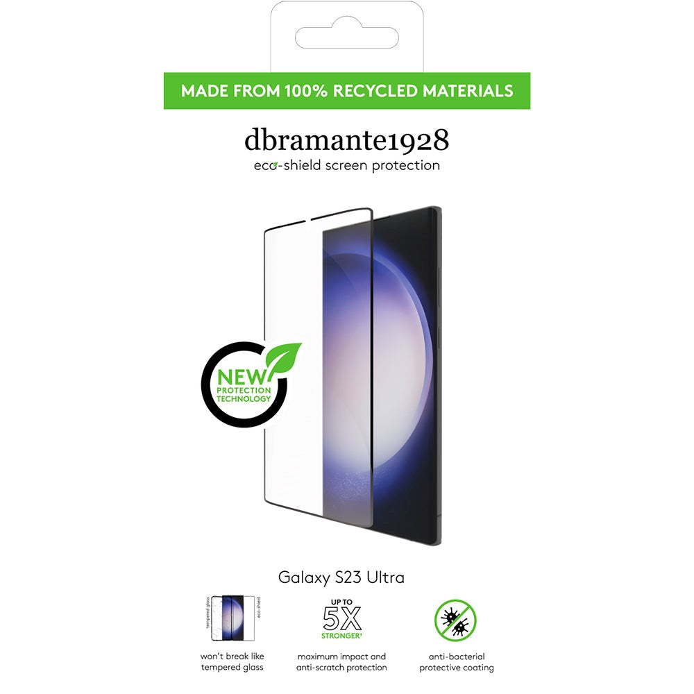 Samsung Galaxy S23 Ultra dbramante1928 Eco-Shield Screen Protector w. Installation Frame - Black Edge