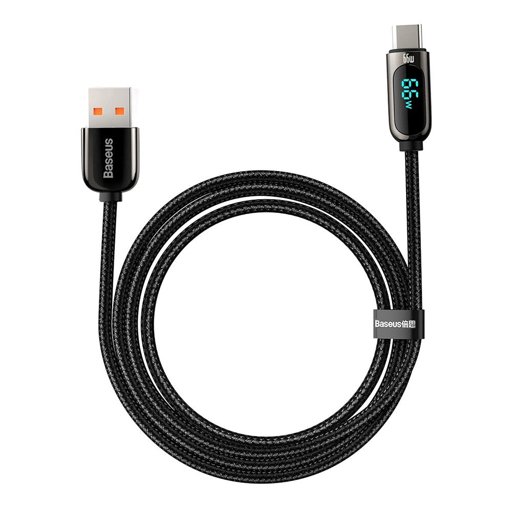 Baseus Display Fast Charging 66W USB-A to USB-C Cable - 1m - Black