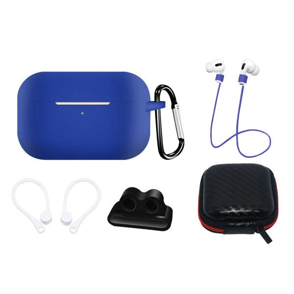 Hurtel AirPods Pro (1 & 2. gen.) Silicone Case Set with Neck Strap & Ear Hook - Blue