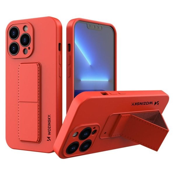 iPhone 13 Pro Wozinsky Silicone Case w. Kickstand - Red