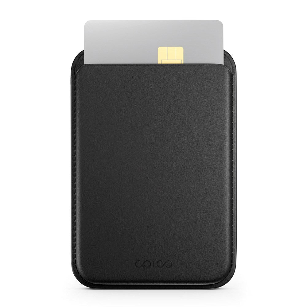 Epico Mag+ Genuine Leather Card Holder - MagSafe Compatible - Black