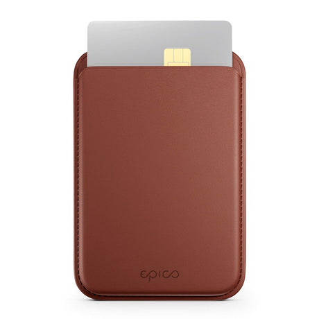 Epico Mag+ Genuine Leather Card Holder - MagSafe Compatible - Brown