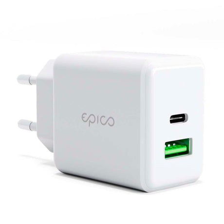 Epico Pro 2.0 Wall Charger PD 38W w. USB-C & USB-A - White