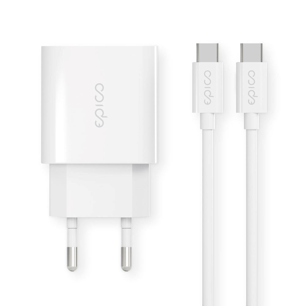 Epico Wall Charger PD 20W w. USB-C to USB-C Kabel - White