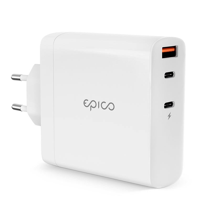 Epico Wall Charger PD 140W GaN w. 2 x USB-C & 1 x USB-A - White