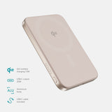 Epico 15W UltraPack EM51 Slim Alu Mag+ 5000 mAh Power Bank with USB-C - Qi2 / MagSafe Compatible - Desert Titanium