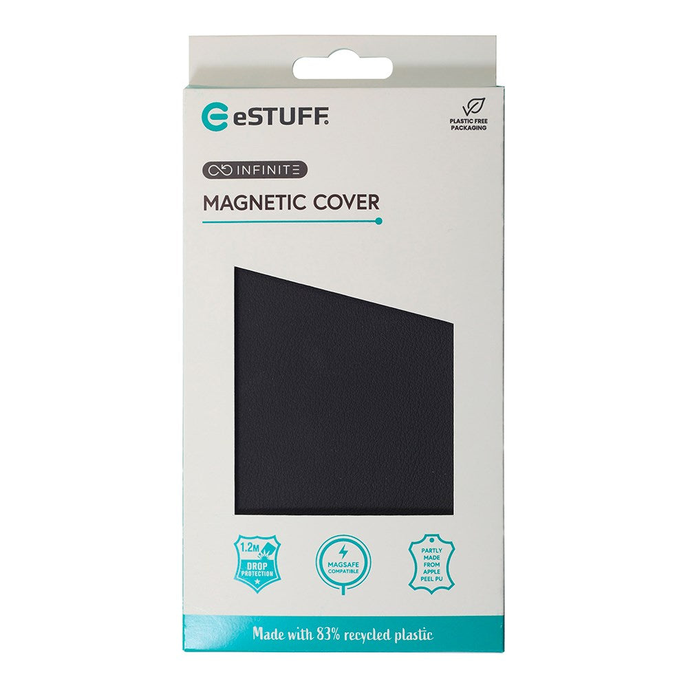 eSTUFF iPhone 16 INFINITE VENICE Leather Covered Plastic Case - MagSafe Compatible - Black