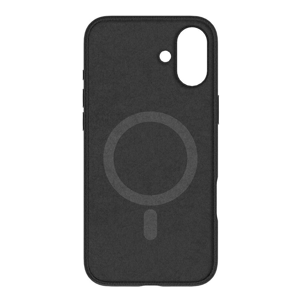 eSTUFF iPhone 16 INFINITE VENICE Leather Covered Plastic Case - MagSafe Compatible - Black