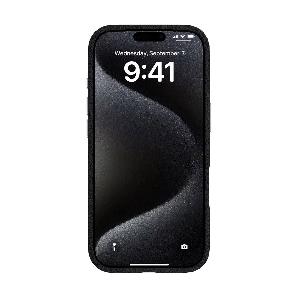 eSTUFF iPhone 17 Pro INFINITE VENICE Faux Leather-Covered Plastic Case - MagSafe Compatible - Black