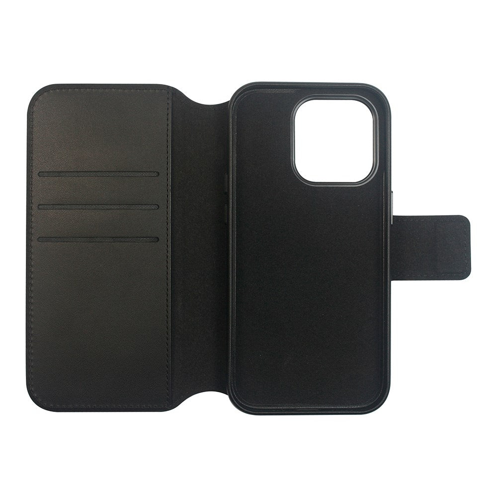 eSTUFF iPhone 16 Pro INFINITE MILAN Leather Case with Card Holder - MagSafe Compatible - Black