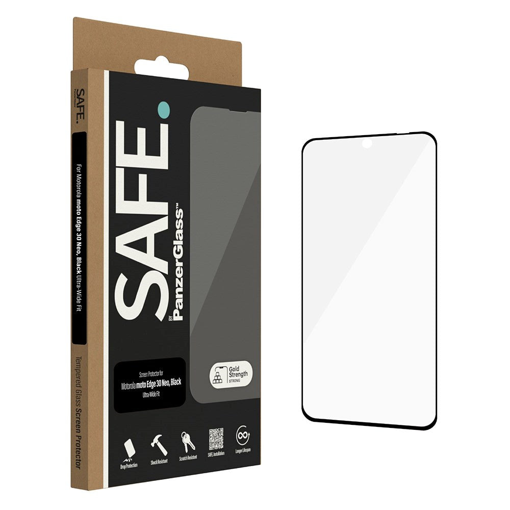 Motorola Edge 30 Neo Safe By PanzerGlass® Ultra-Wide Fit Screen Protector - Case Friendly - Gold Strength - Transparent