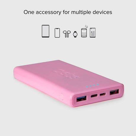 SBS Powerbank with 2x USB-A & 1x USB-C 10W - 10.000 mAh - Pink