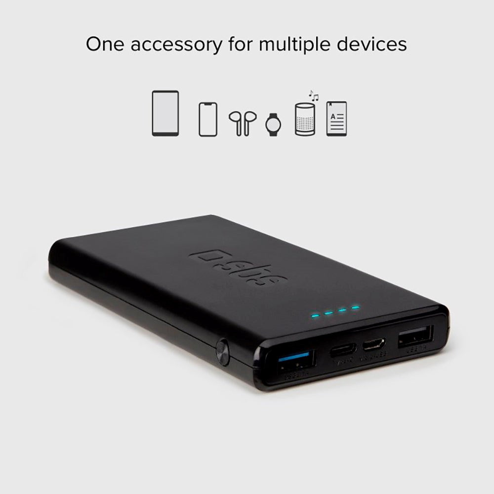 SBS Powerbank with 2x USB-A & 1x USB-C 10W - 10.000 mAh - Black