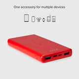 SBS Powerbank with 2x USB-A & 1x USB-C 10W - 10.000 mAh - Red