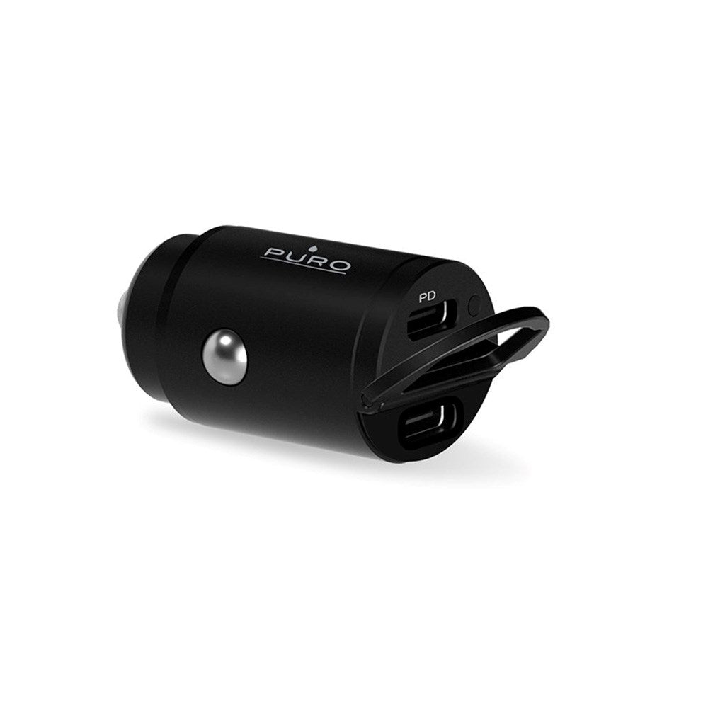 Puro PD 30W Mini Car Charger with 2 x USB-C - Black