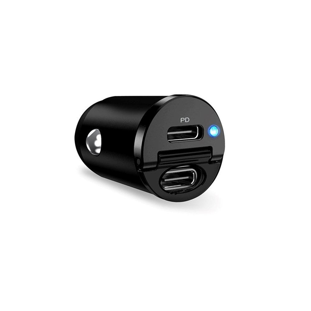 Puro PD 30W Mini Car Charger with 2 x USB-C - Black