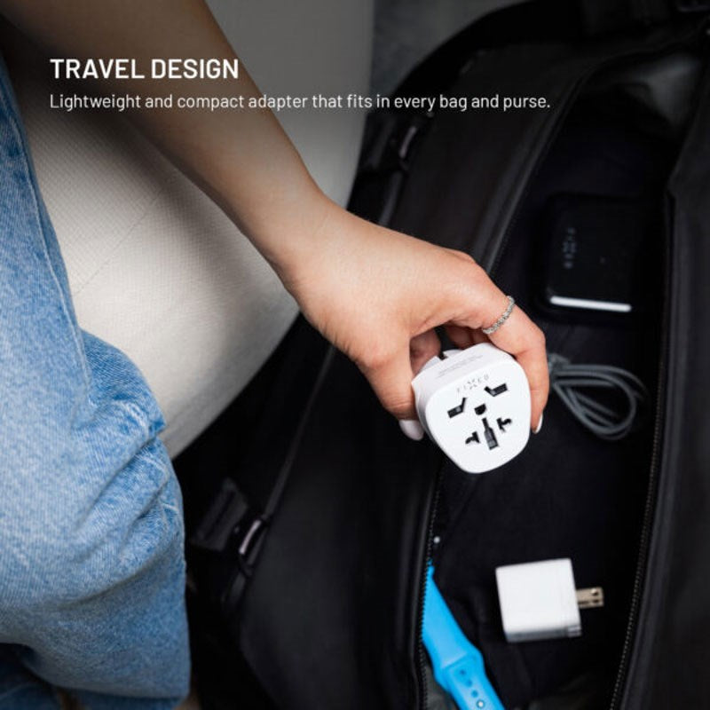 Fixed Travel Adapter for EU / UK / USA / AUS - White