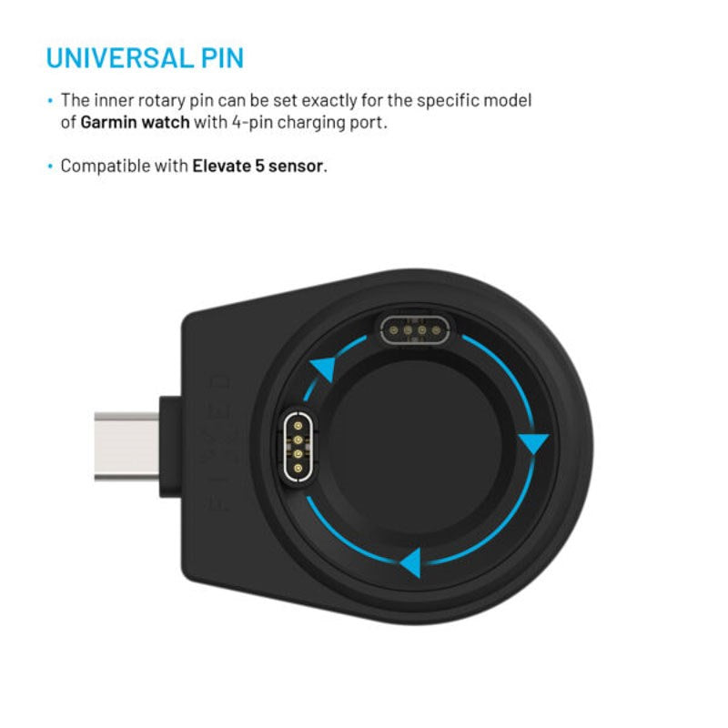Fixed Wireless USB-C Charger for Garmin Smartwatch – Black