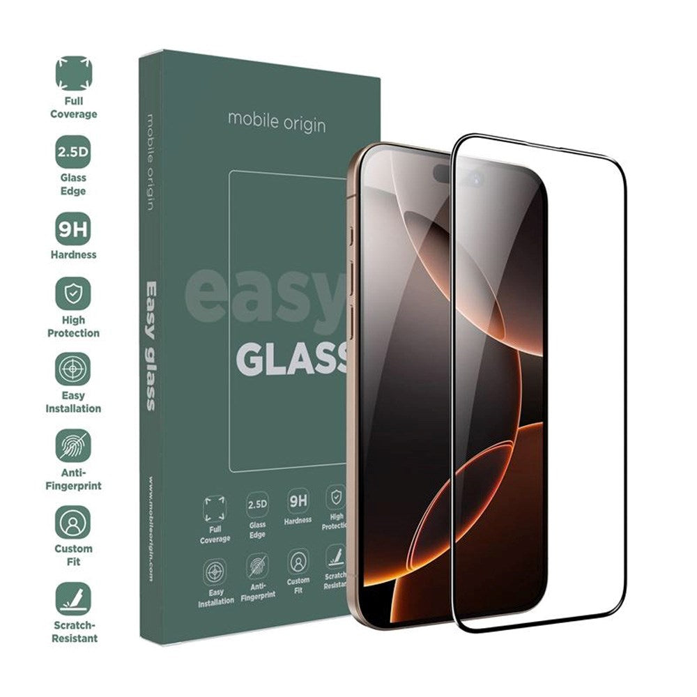 iPhone 16 Pro Mobile Origin EasyGlass Screen Protector - Transparent / Black Edge