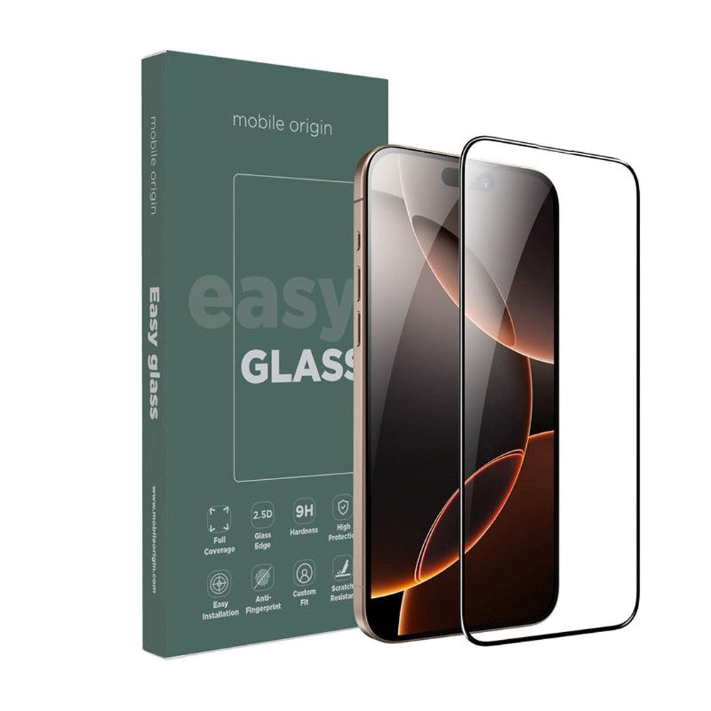 iPhone 16 Pro Mobile Origin EasyGlass Screen Protector - Transparent / Black Edge