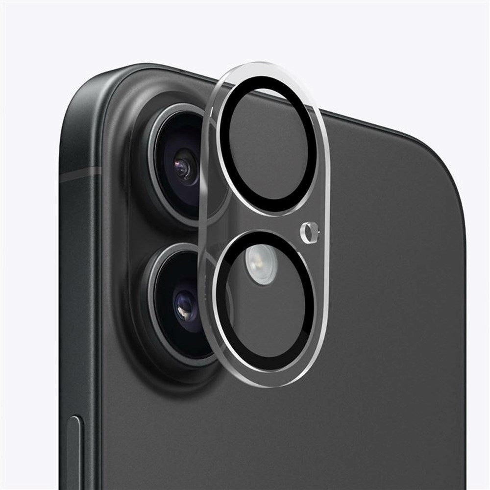 Mobile Origin Tempered Glass Camera Lens Protection iPhone 16/16 Plus - Transparent/Black Edge