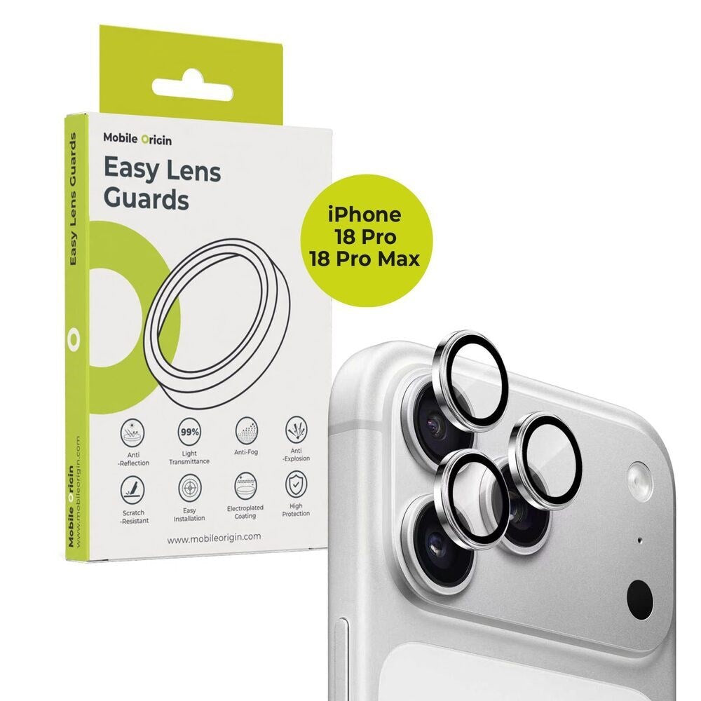 iPhone 18 Pro / 18 Pro Max Mobile Origin Easy Camera Lens Protector - Silver