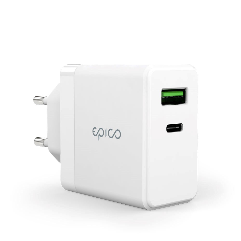 Epico Wall Charger PD 65W GaN w. USB-C & USB-A - White