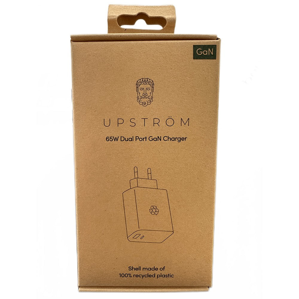 Upström Cirkulär PD 65W Sustainable Wall Charger with USB-C & USB-A - White