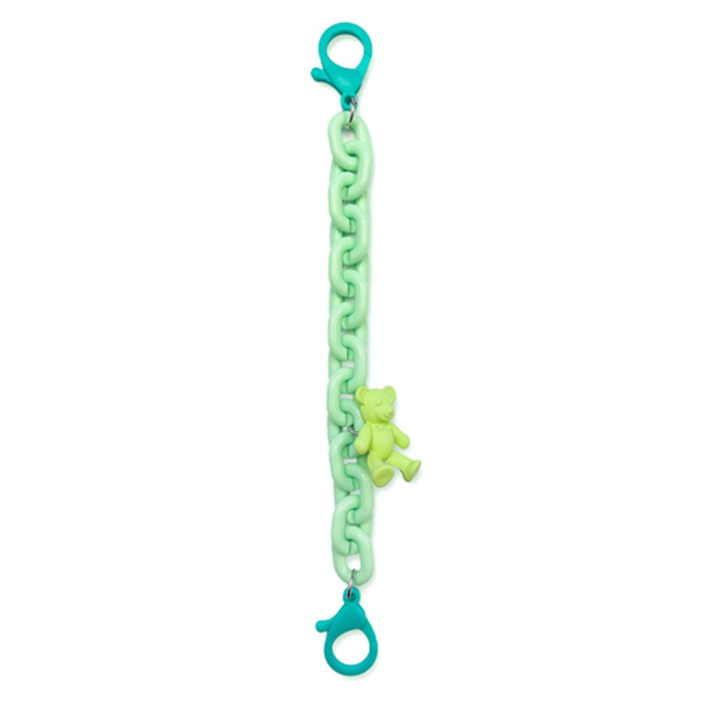 Smartphone / AirTag Chain with Teddy Bear & Carabiner - Green