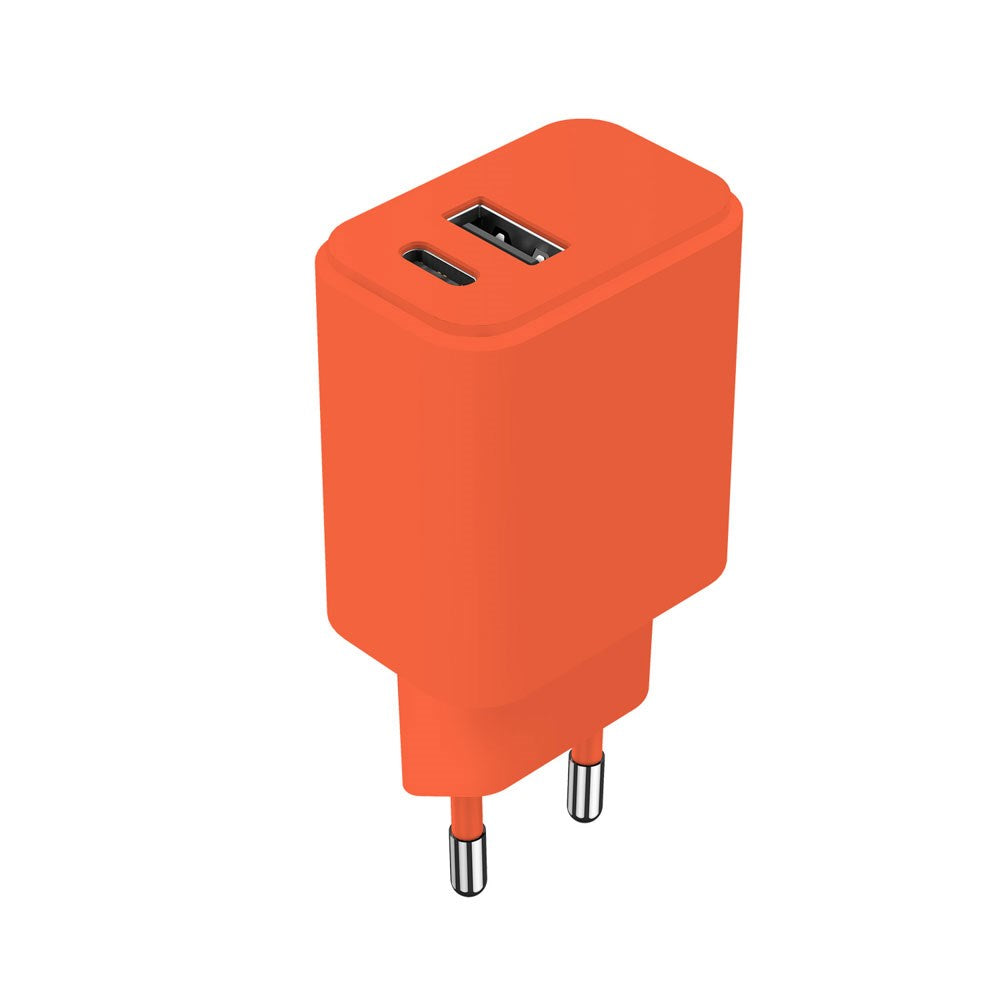 Setty 20W Wall Charger with 1x USB-A & 1x USB-C - Orange