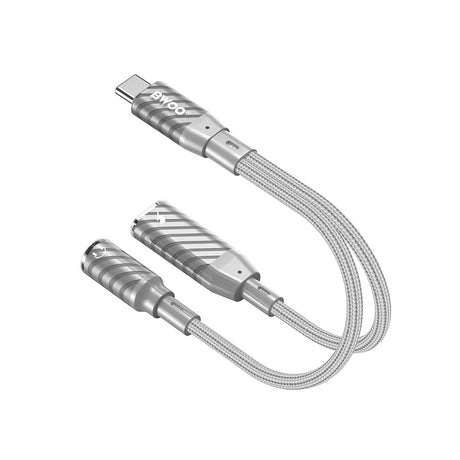 BWOO 2-in-1 USB-C to USB-C / Mini Jack Adapter - Grey