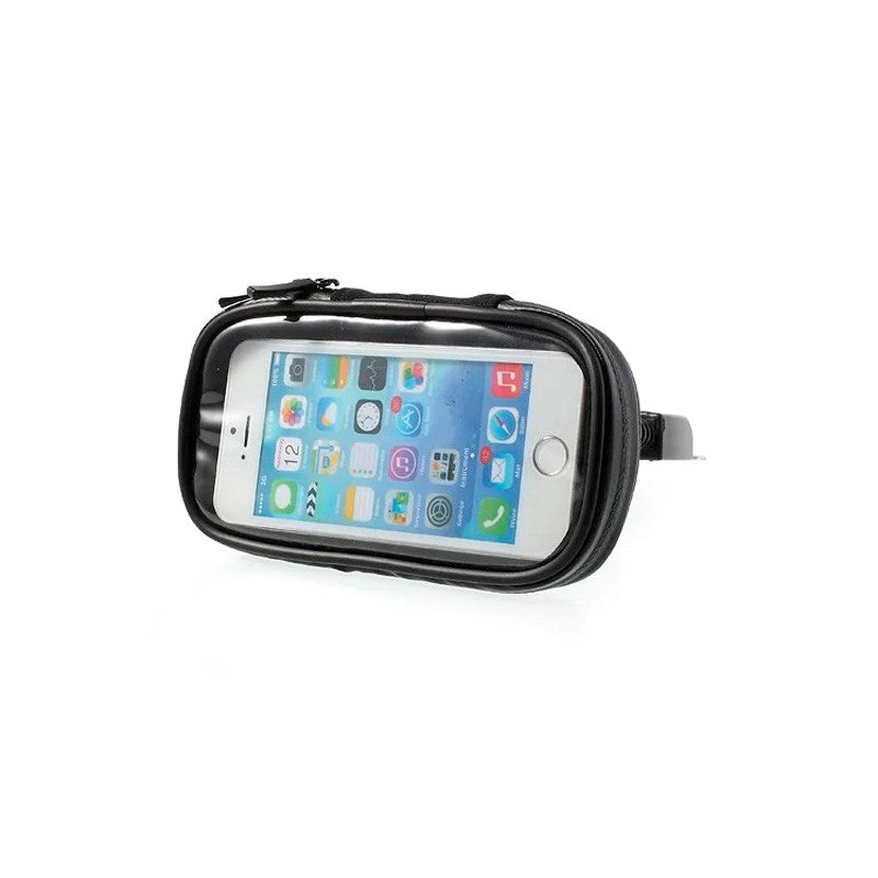 Waterproof Rotating Mobile Holder for Motorcycle Handlebar - Size 14.5 x 7.5 cm - Black