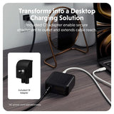 Targus HyperJuice 70W Travel Charger w. 1x USB-A & 2x USB-C - incl. 4x Plug Adapters - Black
