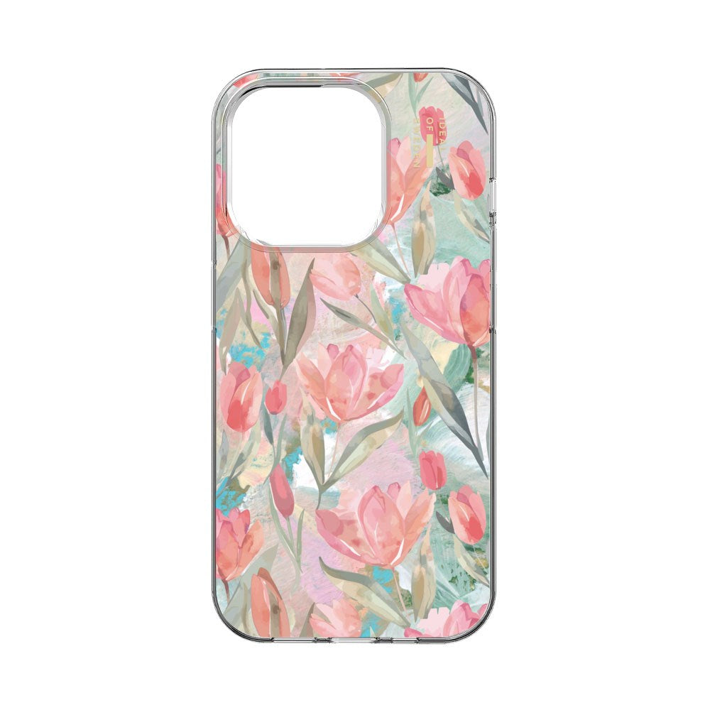 iPhone 15 Pro iDeal Of Sweden Clear Case - MagSafe Compatible - Tulip Bloom