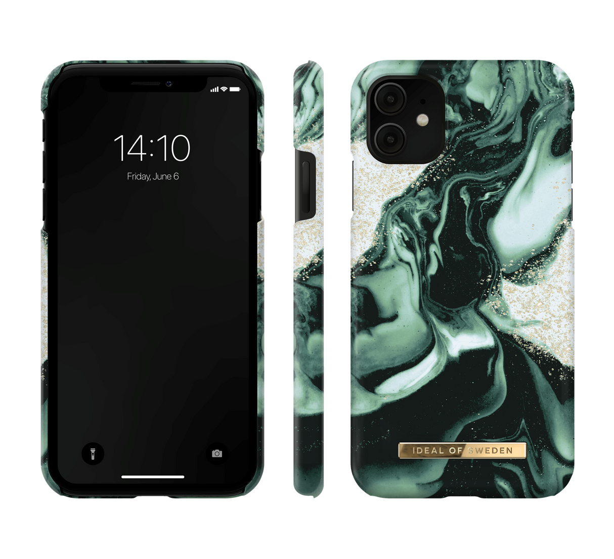 IDEAL OF SWEDEN iPhone 11 Fashion Case Golden Olive Marble