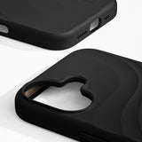 iPhone 16 iDeal of Sweden Soft Swirl Silicone Case - MagSafe Compatible - Velvet Black