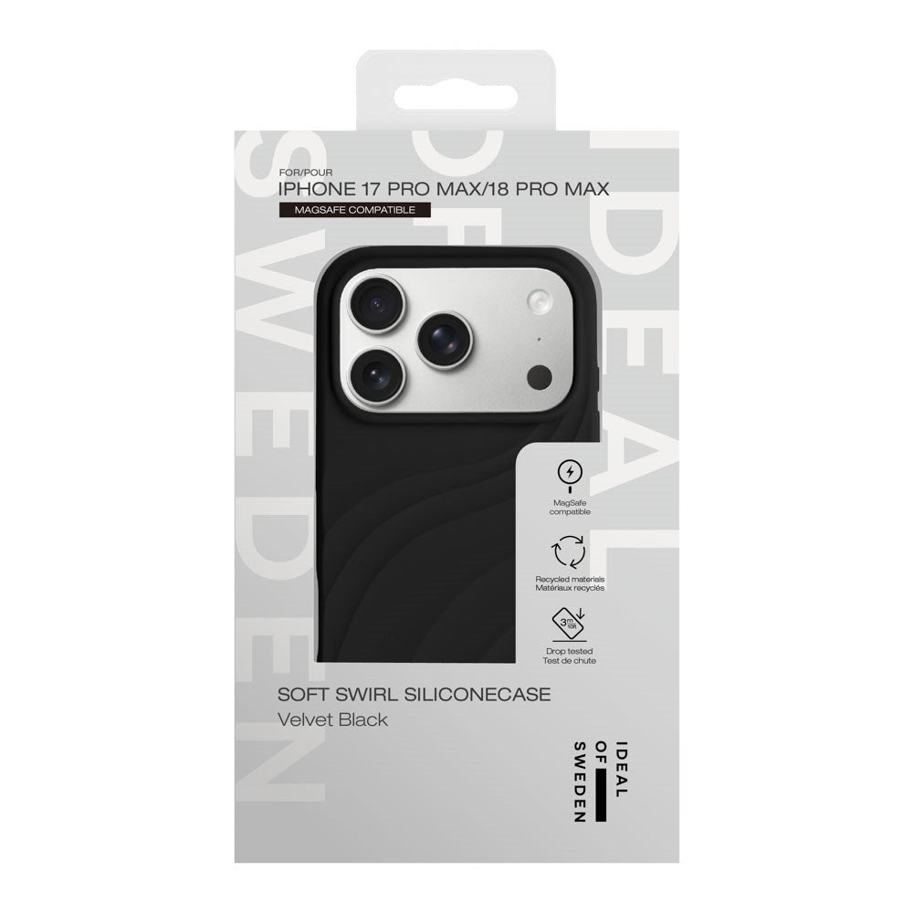 iPhone 18 Pro Max / 17 Pro Max iDeal of Sweden Soft Swirl Silicone Case - MagSafe Compatible - Velvet Black