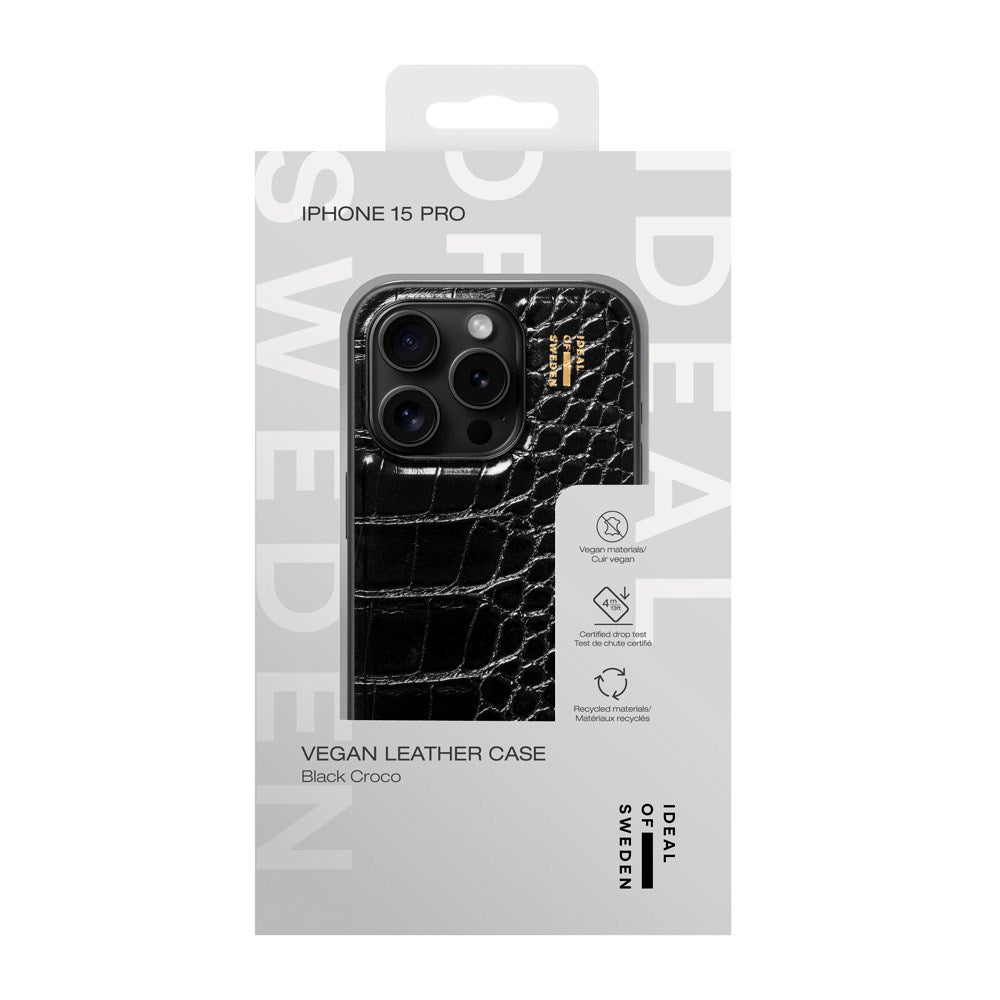 iDeal Of Sweden iPhone 15 Pro Vegan Leather Case - Black Croco