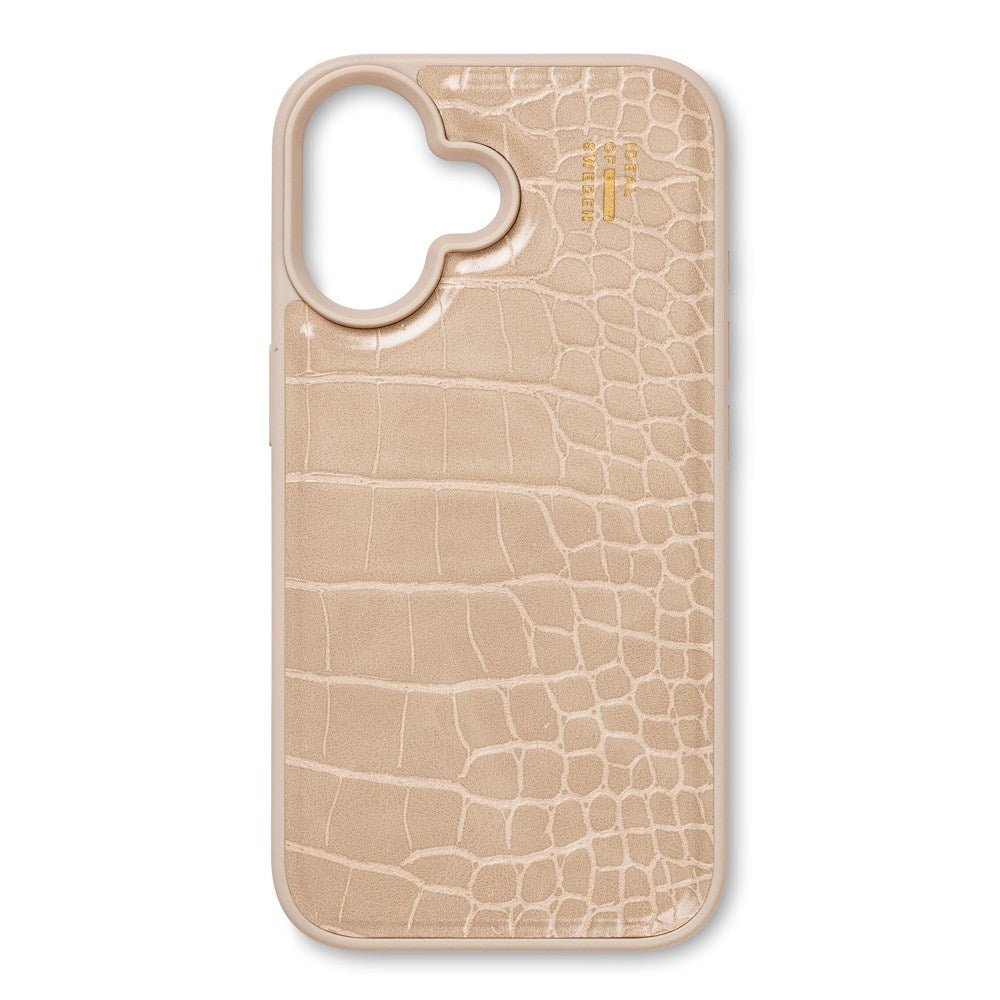 iDeal Of Sweden iPhone 16 Vegan Leather Case - MagSafe Compatible - Warm Beige Croco