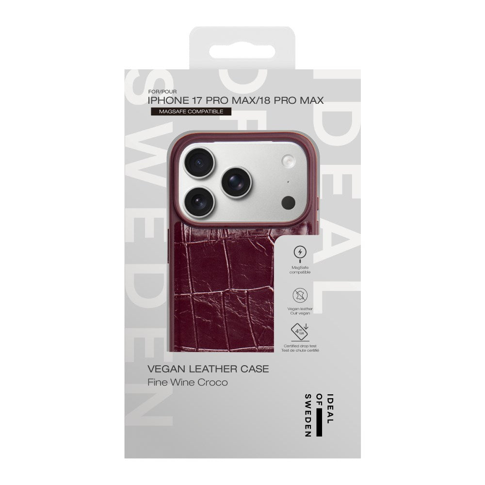 iPhone 18 Pro Max / 17 Pro Max iDeal of Sweden Vegan Leather Case - MagSafe Compatible - Fine Wine Croco