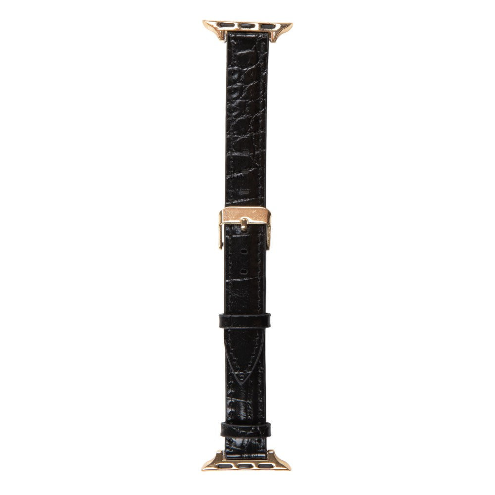 Apple Watch (38/40/SE/41/42mm) Vegan Leather Watch Strap - Black Croco