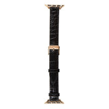Apple Watch (38/40/SE/41/42mm) Vegan Leather Watch Strap - Black Croco