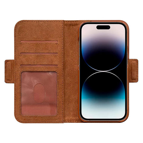 iPhone 14 Pro Key Nordfjord Slim Magnet Wallet PU Leather Flip Case - Brown