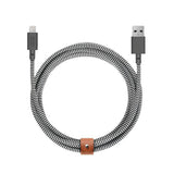 Native Union Night Cable USB-A to Lightning with leather buckle 3 meters. - Zebra