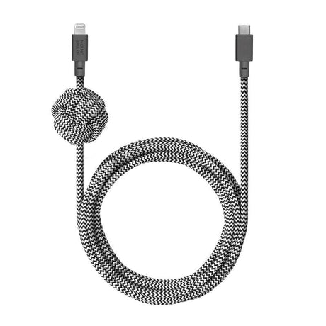 Native Union Night Cable USB-C to Lightning with leather buckle 3 meters - Zebra